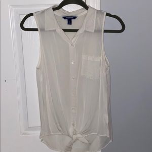 White Button Down Sleeveless Blouse